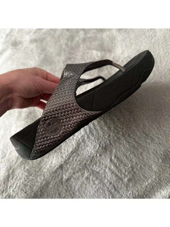 FitFlop Lulu Weave Wedge Sandals Pewter Women's size 7 - Picture 6 of 6